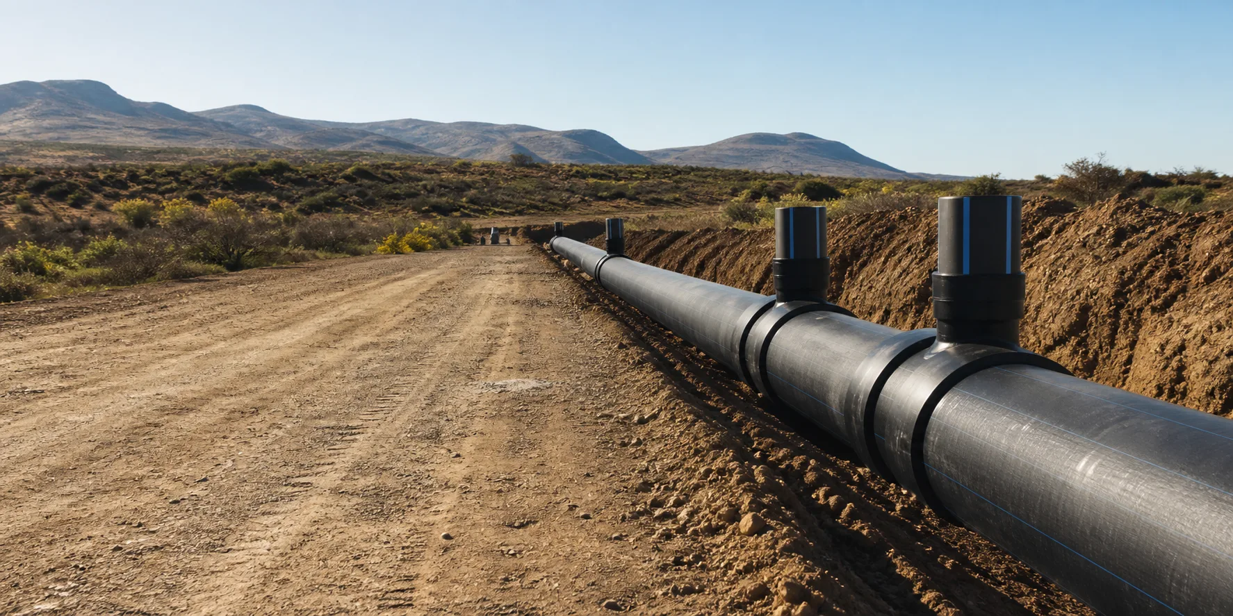 HDPE water pipeline installation