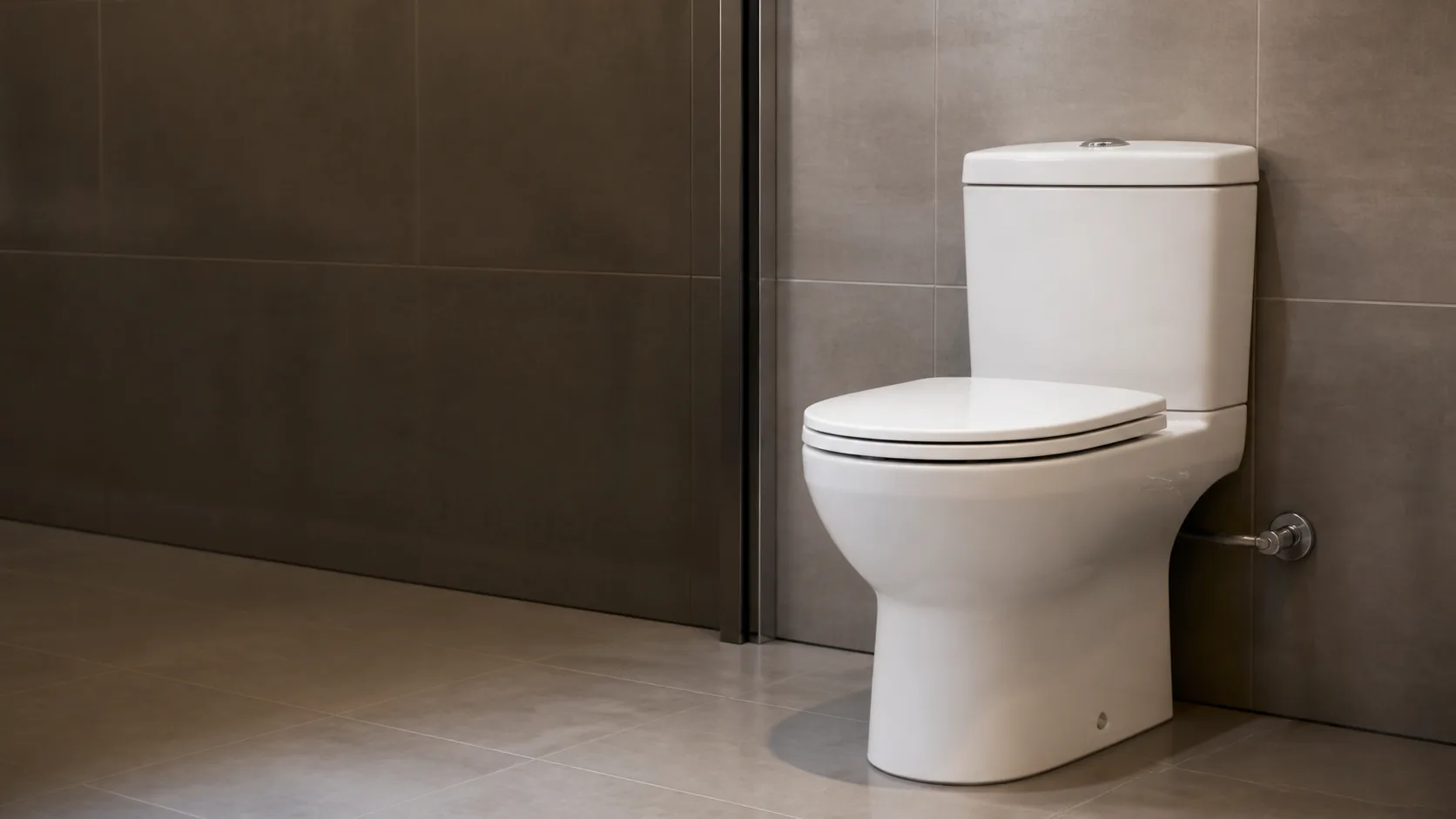 Contemporary close-coupled toilet in a completed washroom